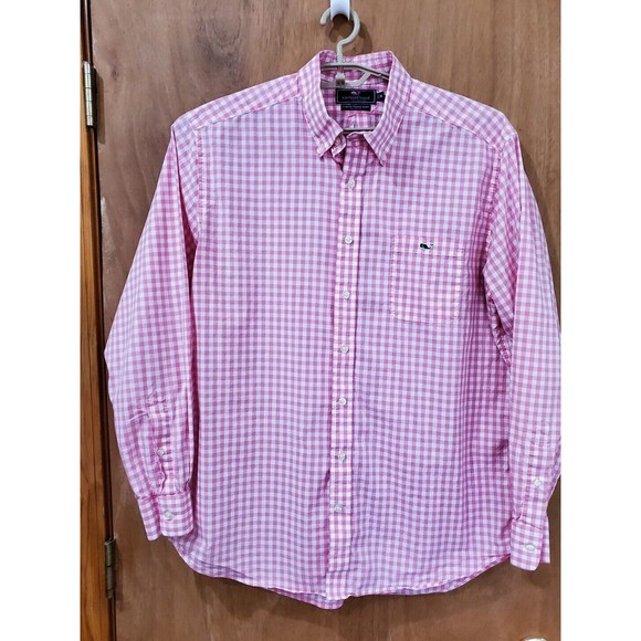 VINEYARD VINES SLIM FIT TUCKER SHIRT BUTTON DOWN PINK GINGHAM MEN XL - Picture 3 of 12